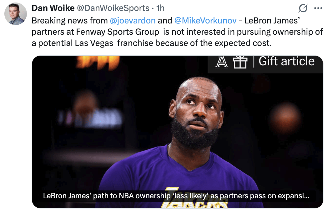 ระเบิด!8พันล้าน! แพงเกินไป! เจมส์เลิกซื้อทีม..._FENWAY_NBA team_expands