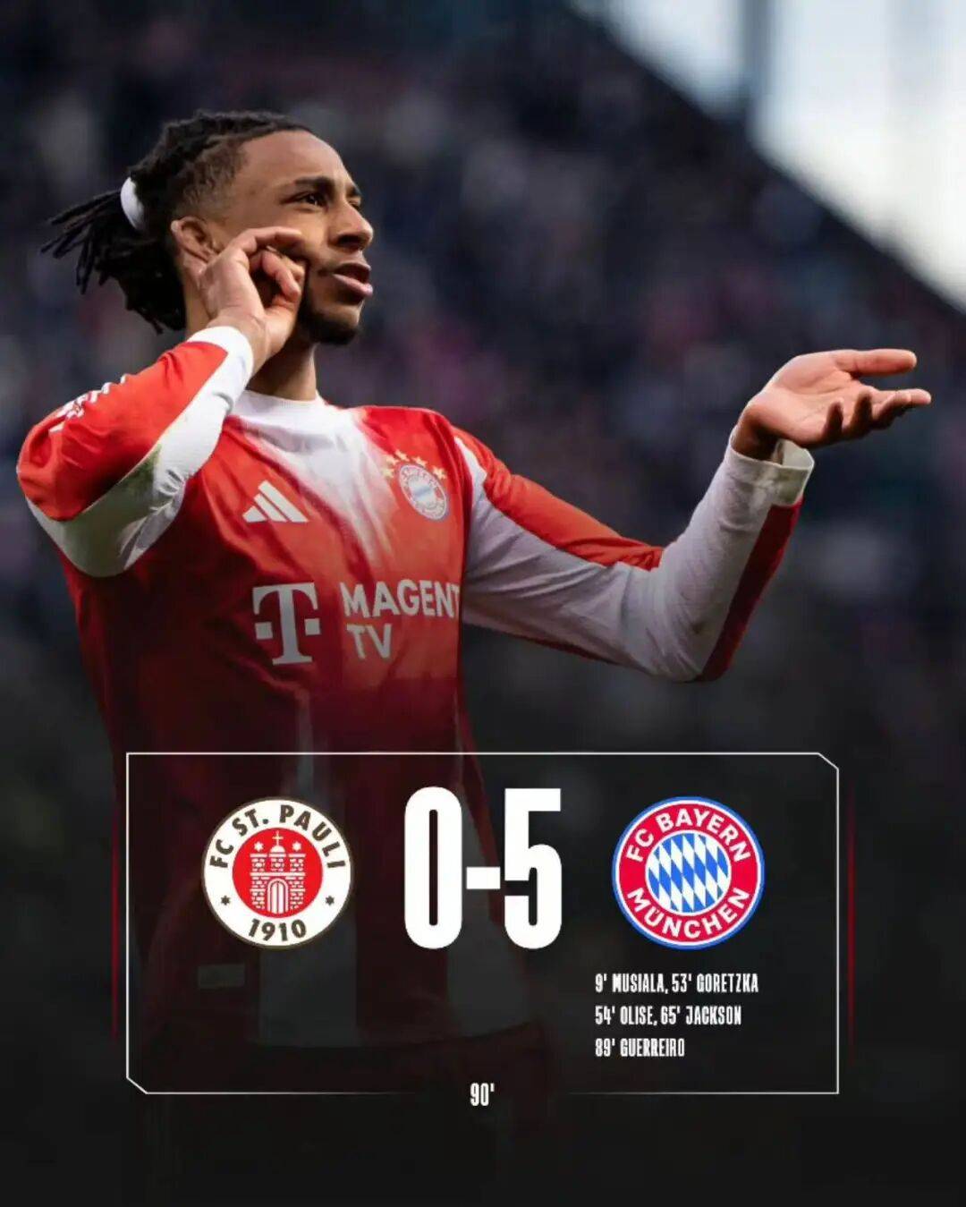 105 ประตูใน 29 รอบ 12 แต้มข้างหน้า: บาเยิร์นเปลี่ยนบุนเดสลีกาให้เป็นรายการคนเดียว Dort ทำอะไร? _ league_sao pauli_ฤดูกาลนี้